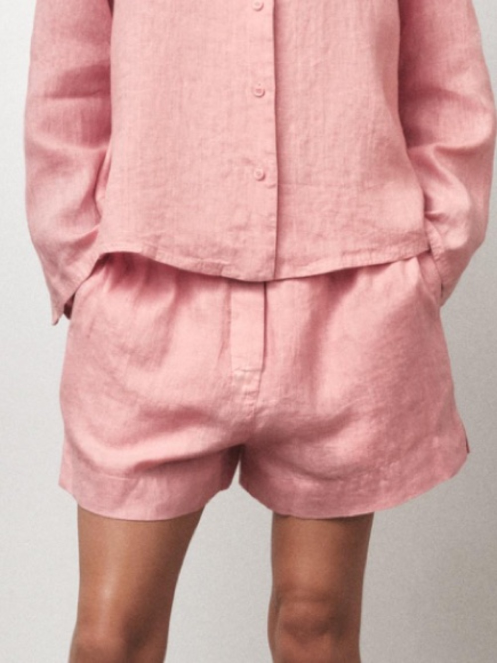 Zara Pink Linen Relaxed Shorts